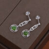 S925 Silver Inlaid Natural Hetian Jade Number Earrings