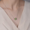 S925 Silver Inlaid Natural Hetian Jade Flower Necklace