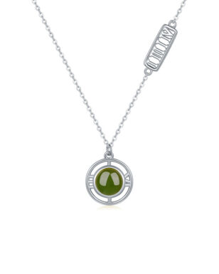 S925 Silver Inlaid Natural Hetian Jade Number Necklace