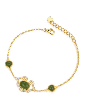 S925 Silver Inlaid Natural Hetian Jade Zircon Bracelet