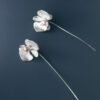 S925 Silver Inlaid Pearl Phalaenopsis Flower Earrings