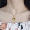 S925 Silver Inlaid Red Agate Shell Pipa Necklace