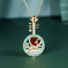 S925 Silver Inlaid Red Agate Shell Pipa Necklace