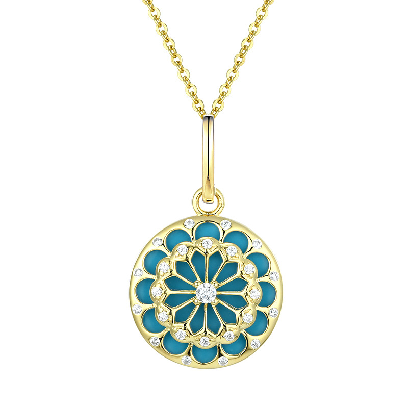 S925 Silver Inlaid Turquoise Zircon Necklace