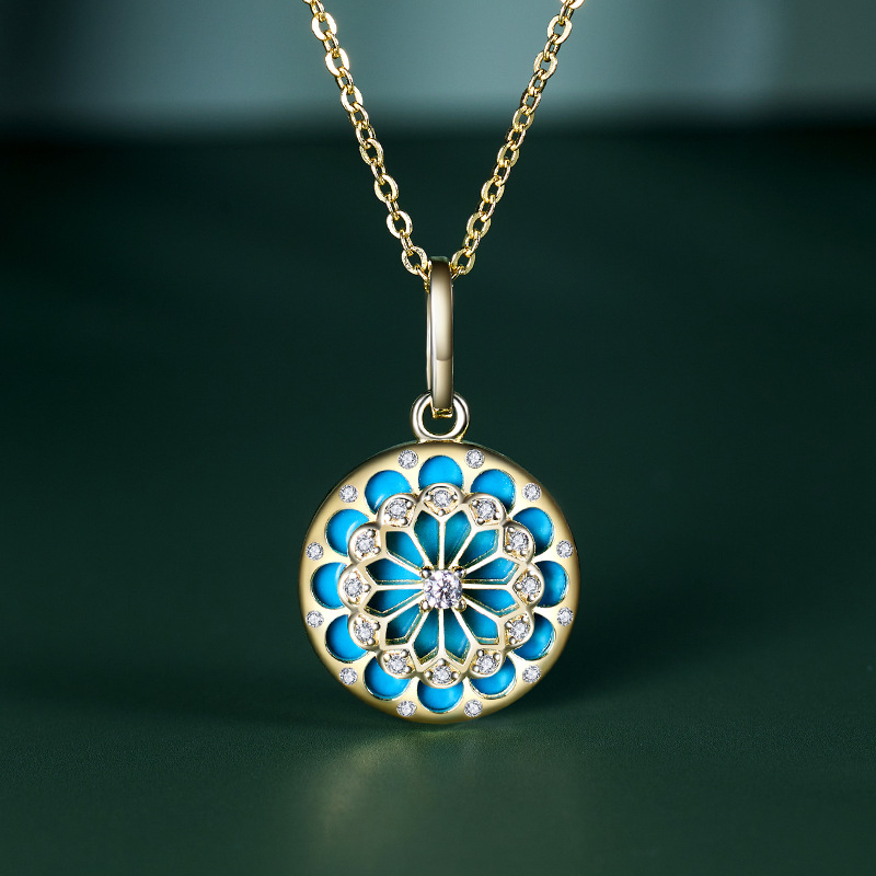 S925 Silver Inlaid Turquoise Zircon Necklace