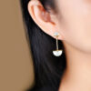 S925 Silver Inlaid White Mother-of-pearl Zircon Earrings