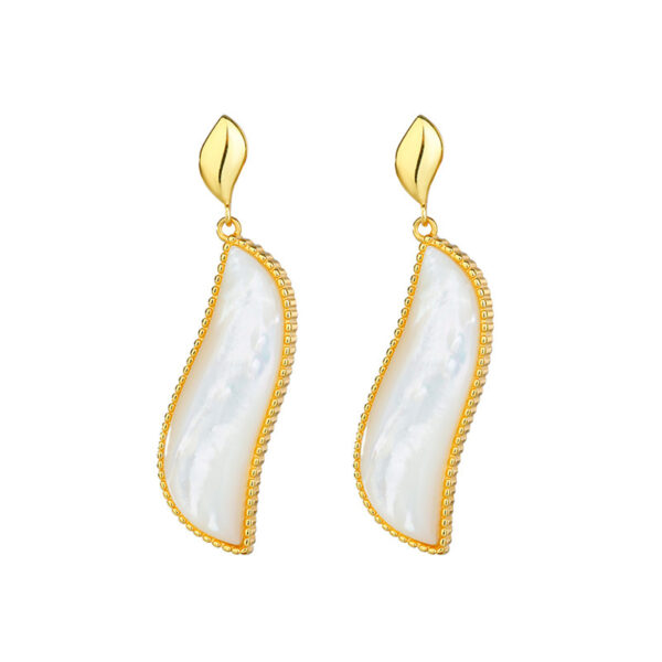 S925 Silver Inlaid White Shell Earrings