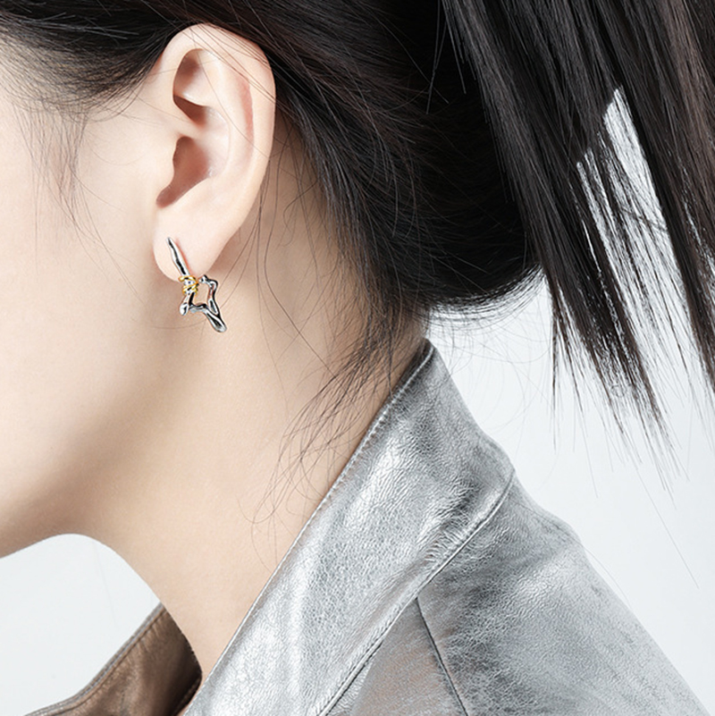 S925 Silver Irregular Star Design Earrings