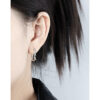 S925 Silver Irregular U-shaped Inlaid Zircon Hoop Earrings