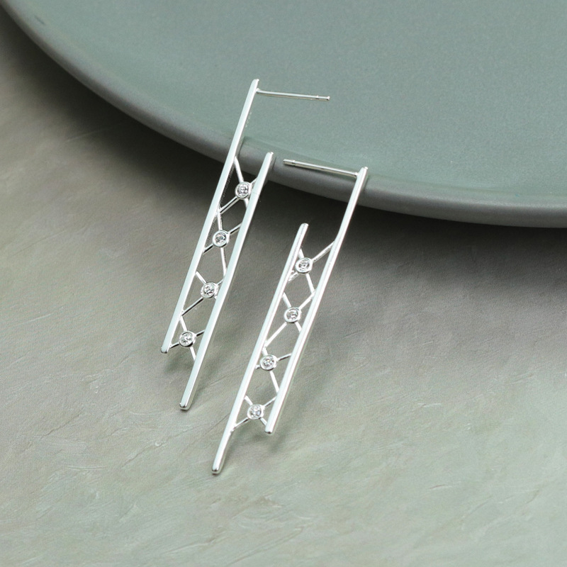 S925 Silver Minimalist Geometric Zircon Earrings