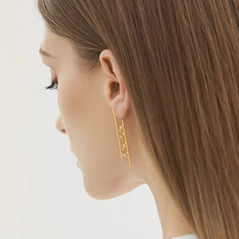 S925 Silver Minimalist Geometric Zircon Earrings