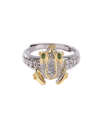 S925 Silver Plated Hetian Jade Golden Toad Ring