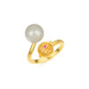 S925 Silver Plated Hetian Jade Open Hollow Ball Open Ring