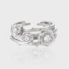 S925 Silver Rose Inlaid Zircon Multilayer Open Ring