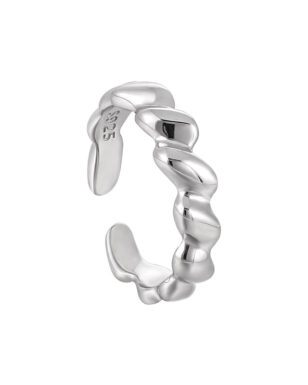 S925 Silver Simple Geometric Irregular Wavy Open Ring