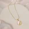S925 Silver Simple Inlaid White Shell Pendant