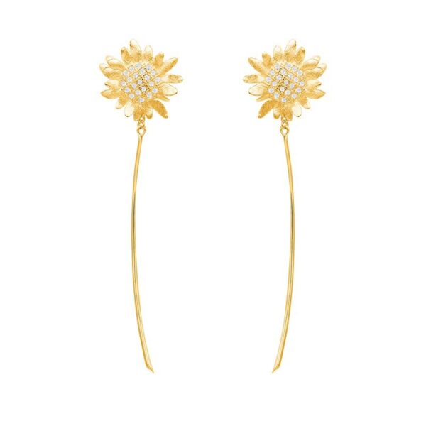 S925 Silver Sunflower Tassel Flower Earrings