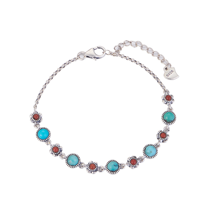 S925 Silver Vintage Agate Turquoise Bracelet