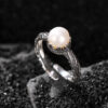 S925 Silver Vintage Pattern Pearl Open Ring