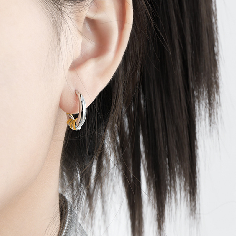 S925 Sterling Silver C-shaped Hoop Earrings