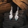 S925 Sterling Silver Feather Inlaid Turquoise Earrings