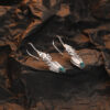 S925 Sterling Silver Feather Inlaid Turquoise Earrings