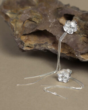 S925 Sterling Silver Flower Detachable Tassel Earrings
