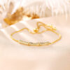 S925 Sterling Silver Gold Plated Bamboo Zircon Bracelet