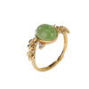 S925 Sterling Silver Gold Plated Hetian Jade Flower Oval Ring