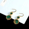 S925 Sterling Silver Gold Plated Malachite Earrings