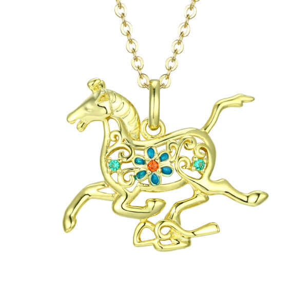 S925 Sterling Silver Hollow Horse Necklace