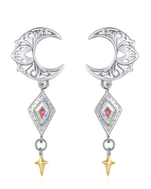 S925 Sterling Silver Hollow Moon Earrings