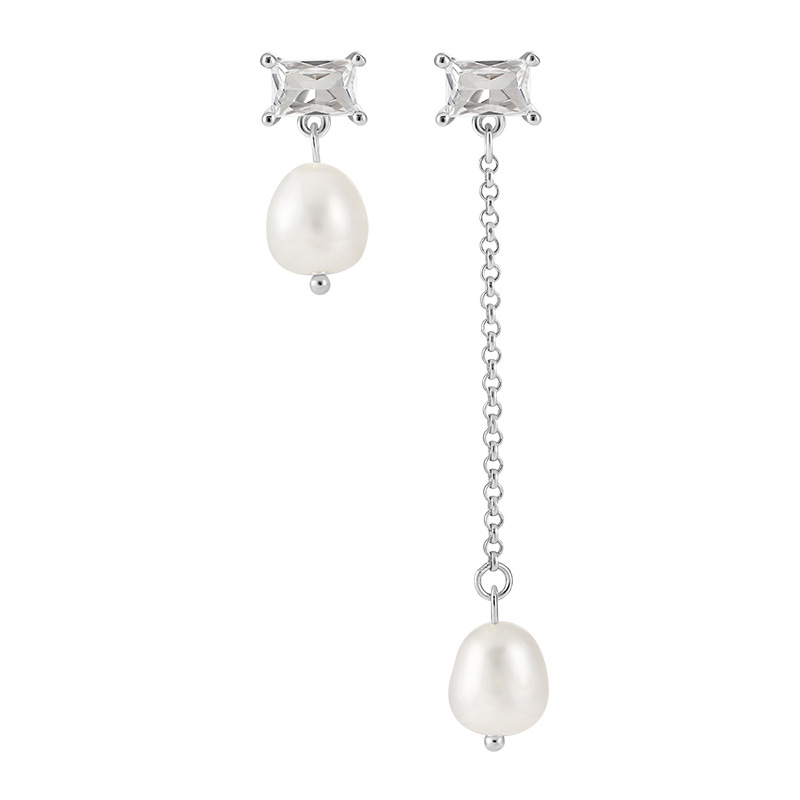 S925 Sterling Silver Pearl Mismatched Stud Earrings