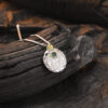 S925 Sterling Silver Textured Green Zircon Necklace