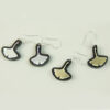 Sandalwood Inlaid Silver Brass Ginkgo Leaf Earrings