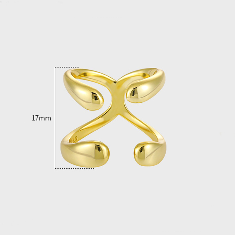 S925 Silver X Cross Design Open Ring