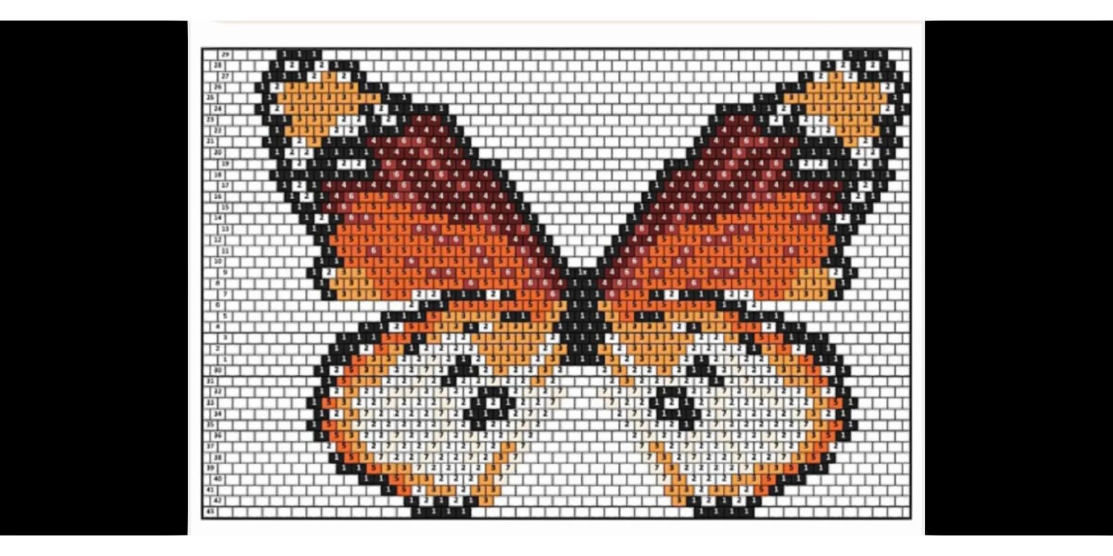 Beaded butterfly earrings tutorial drawings｜The most detailed drawings and color numbers