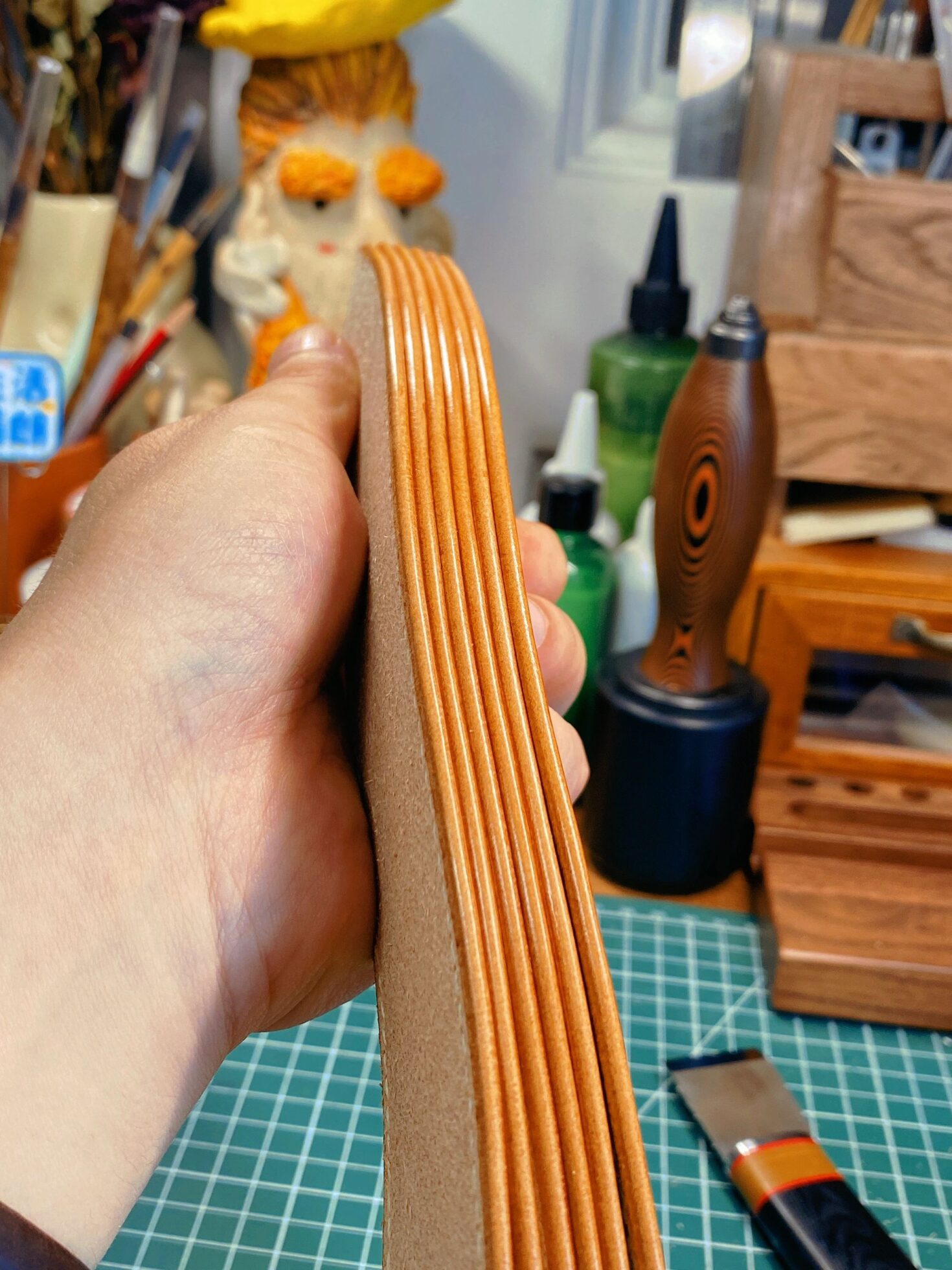 Good leather edge sealing requires hand speed