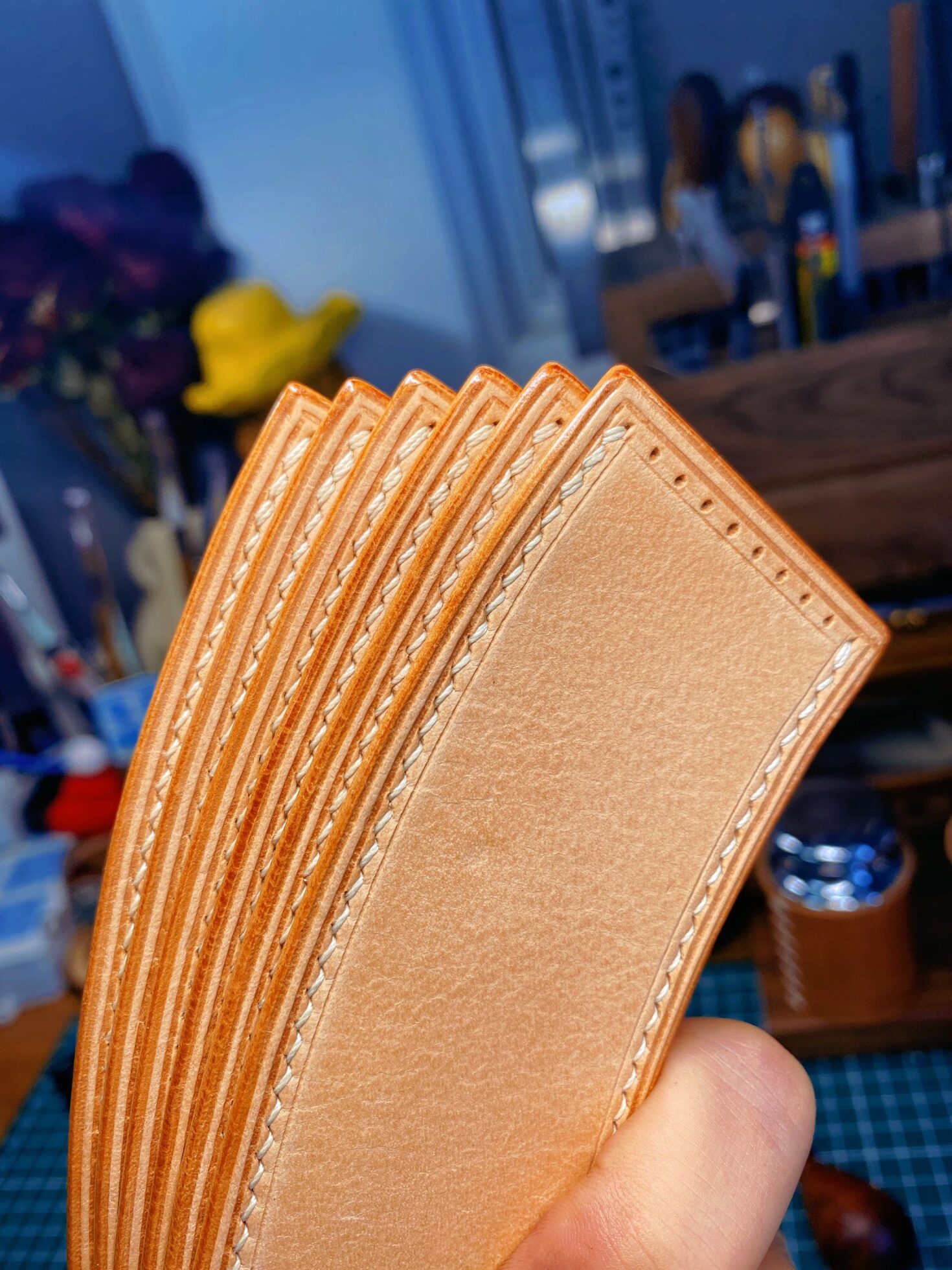 Good leather edge sealing requires hand speed