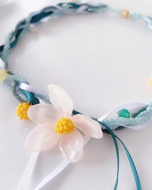Handmade Beaded Glaze Flower Necklace