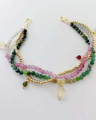 Handmade Beaded Tourmaline Agate Bracelet