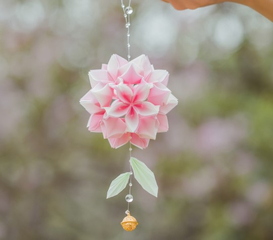 Origami flower ball wind chime hanging ornament