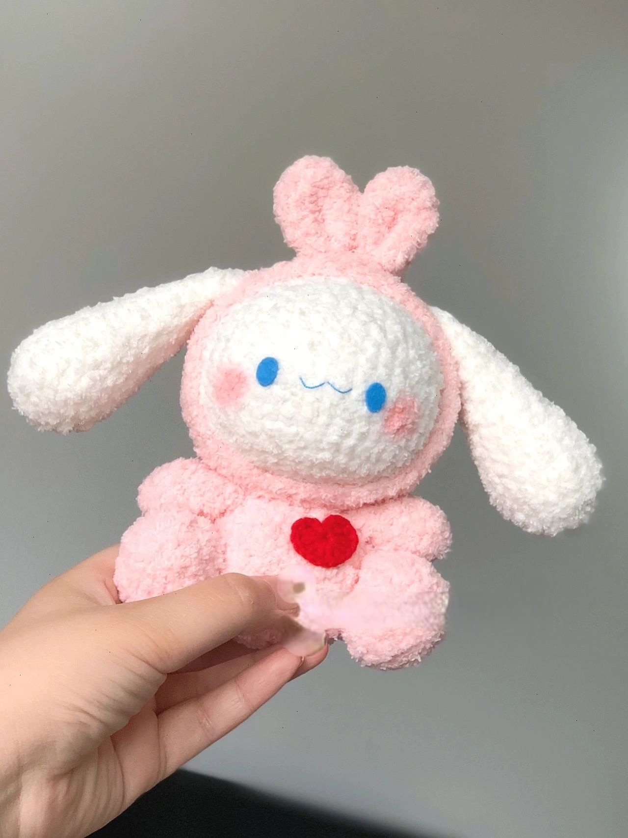 Rabbit ears and cinnamon dog doll crochet illustration