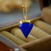 S925 Silver Inlaid lapis lazuli Hetian jade Triangle Hoop Earrings Necklace