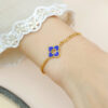 S925 Silver Lapis Lazuli Four Leaf Clover Lucky Star Bracelet