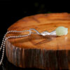 S925 Silver Plated Inlaid Hetian Jade Tulip Necklace