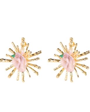 S925 Sliver Gold-plated Amethyst Stud Earrings