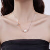 S925 Sterling Silver Baroque Pearl Pendant OT Buckle Necklace Sweater Chain