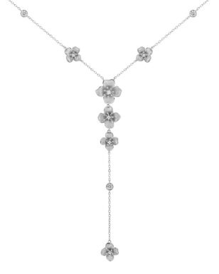 S925 Sterling Silver Flower Inlaid Zircon Tassel Necklace