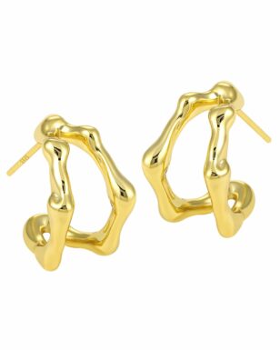S925 Sterling Silver Geometric Irregular Double Layer Hollow Hoop Earrings